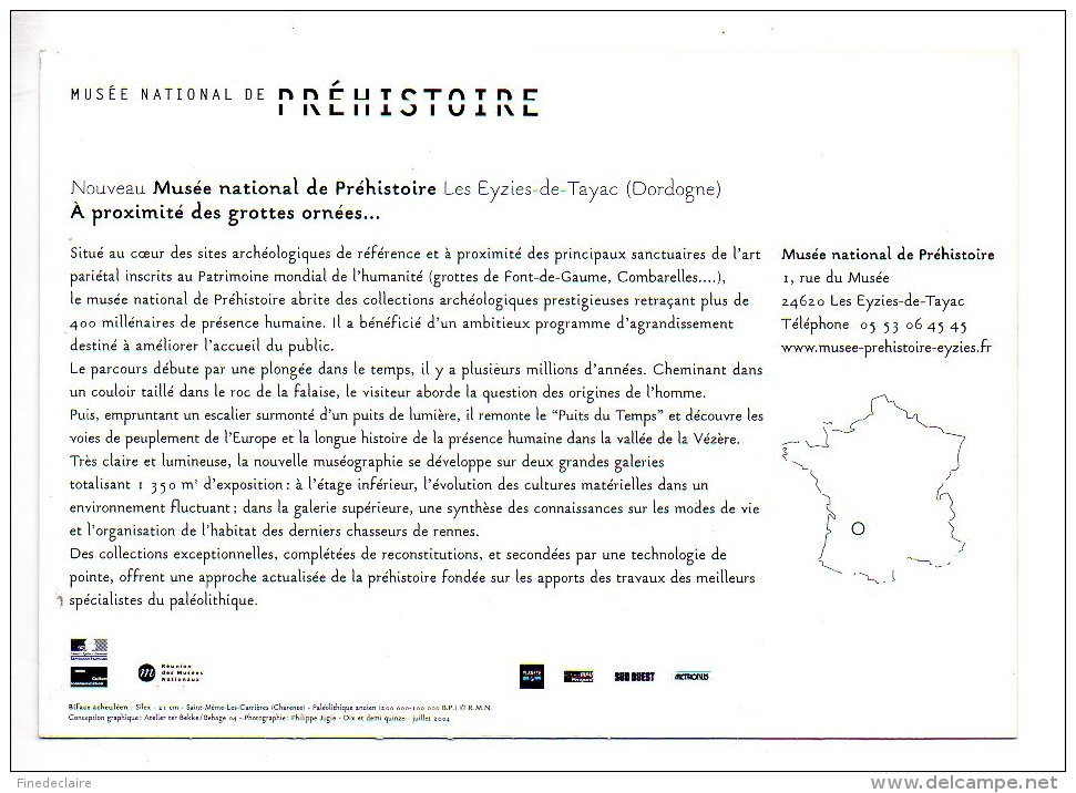 Carte Publicitaire - Musée National De Préhistoire - Les Eysies De Tayac (Dordogne) - Musées