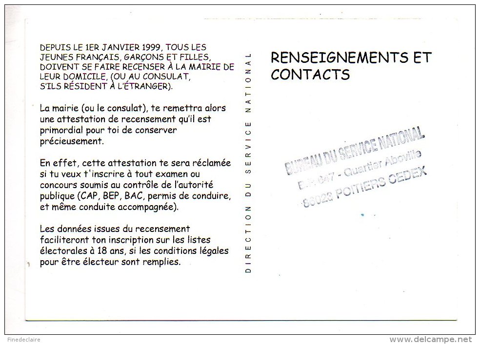Carte Publicitaire - Ministère De La Défense - J'ai 16 Ans. Je Me Suis Fait Recenser Et Toi??? - Partidos Politicos & Elecciones