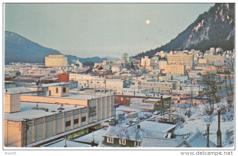 Juneau Alaska, Capital City, Aerial View Of Town, C1960s Vintage Postcard - Juneau