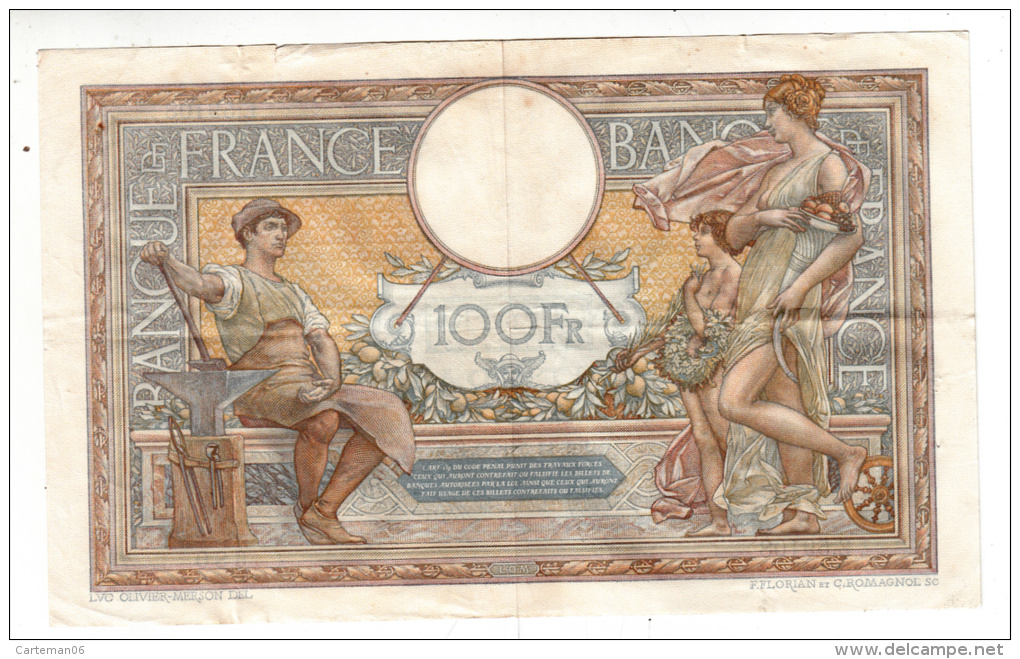 Billet - 100 Francs Merson - EH.12.5.1938 - E.59108 - 100 F 1908-1939 ''Luc Olivier Merson''