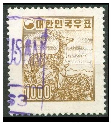 SOUTH KOREA 1958 Deers 1000h. Brown, VF Used - Corée Du Sud