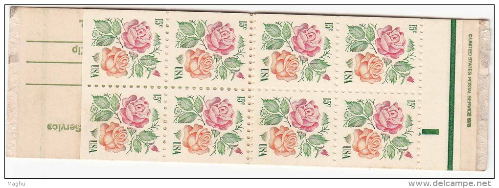 Booklet, United States, 15c Rose, Flower, (Only 12 Stamps Inside), As Scan - 1941-80