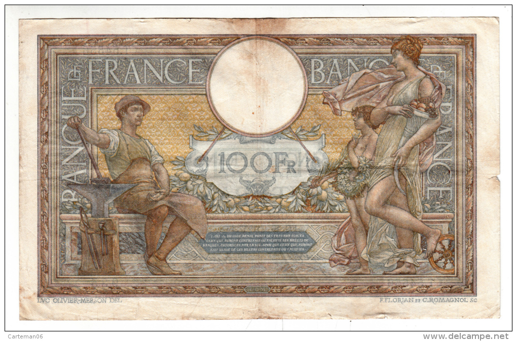 Billet - 100 Francs Merson - FQ.10.6.1937 - T.54556 - 100 F 1908-1939 ''Luc Olivier Merson''