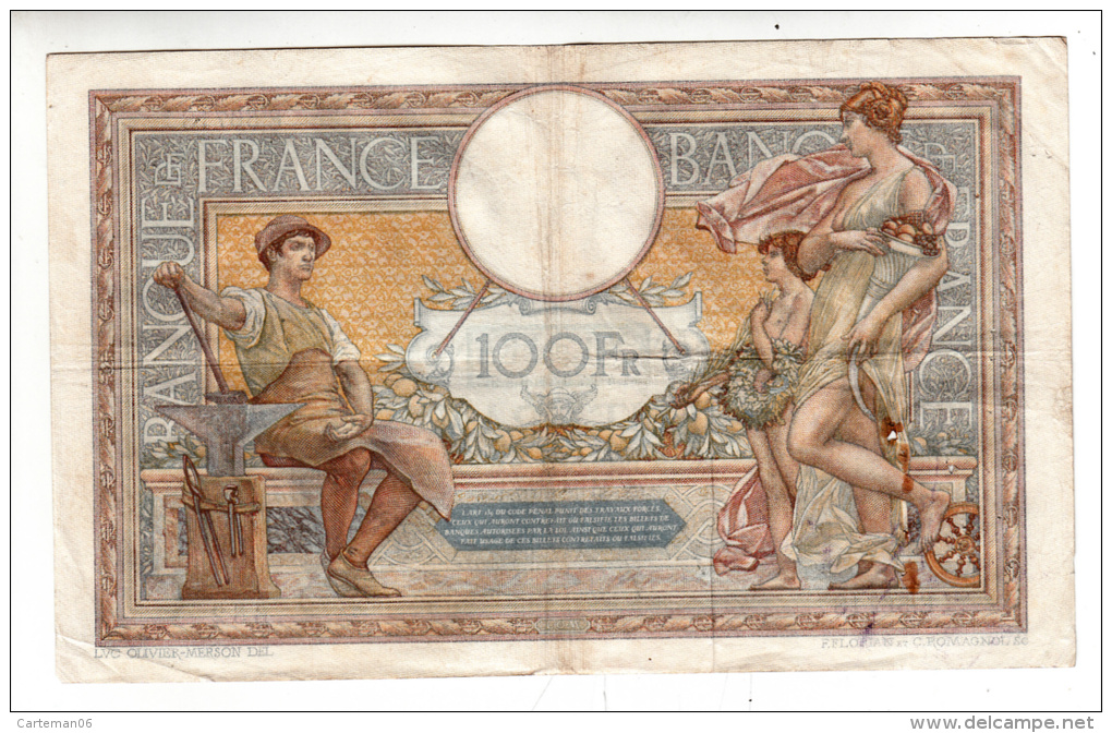 Billet - 100 Francs Merson - CS.30.12.1937 - E.56718 - 100 F 1908-1939 ''Luc Olivier Merson''