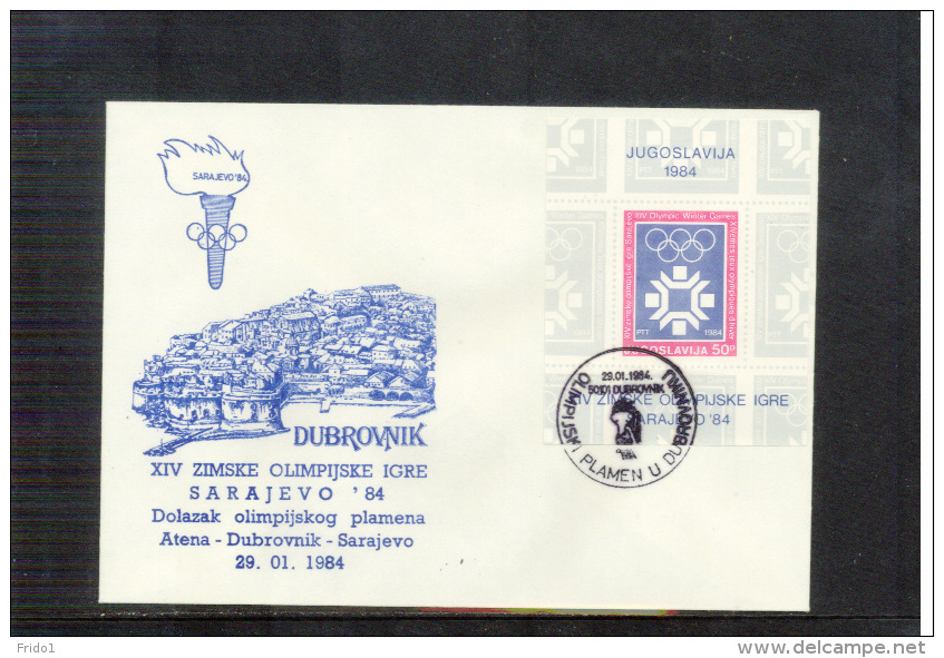 Jugoslawien / Yugoslavia 1984 Olympic Games Sarajevo Olympic Torch / Olimpische Fackellauf Dubrovnik - Winter 1984: Sarajevo