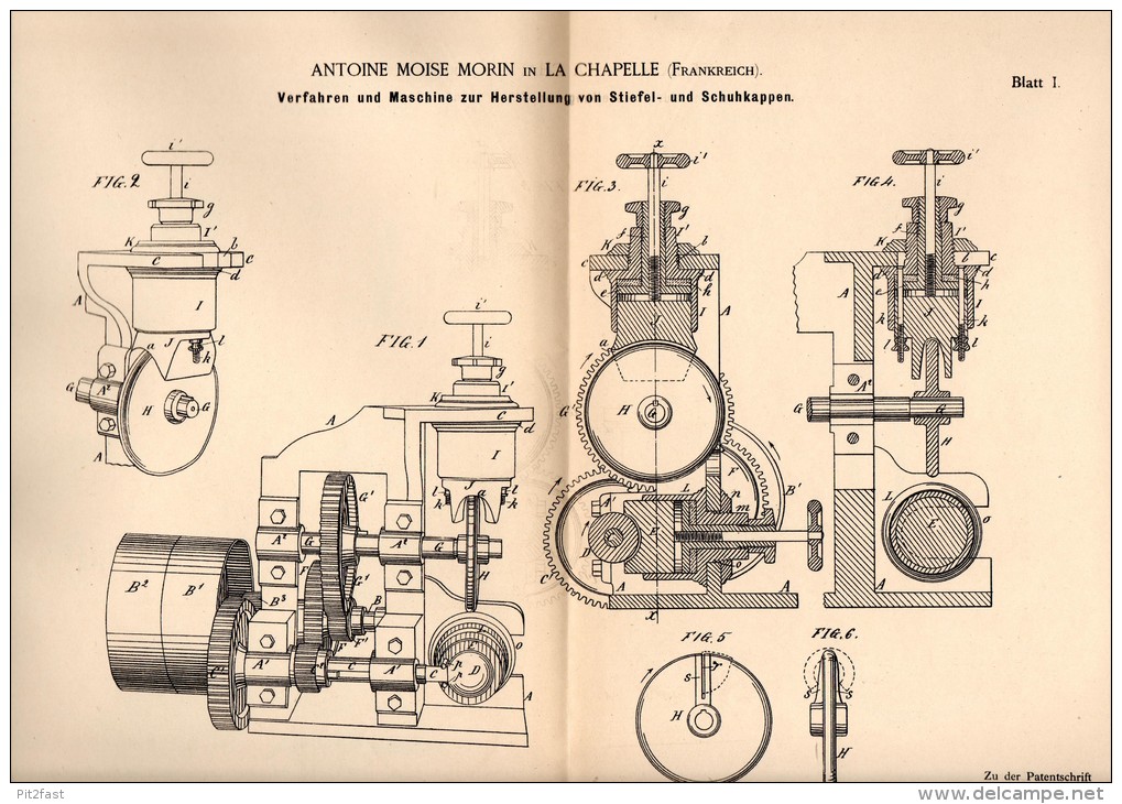 Original Patentschrift - A. Moise Morin à La Chapelle , 1884 , Machine à Produire Des Embouts Et Des Bottes !!! - Machines