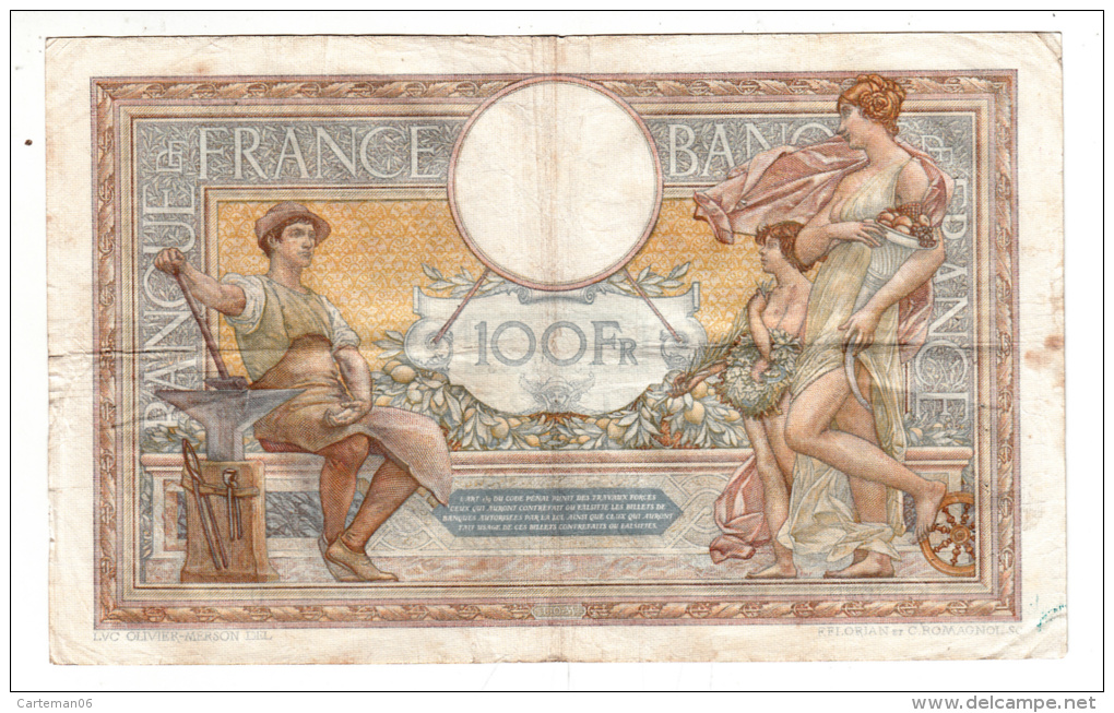 Billet - 100 Francs Merson - CQ.15.4.1937 - K.53620 - 100 F 1908-1939 ''Luc Olivier Merson''