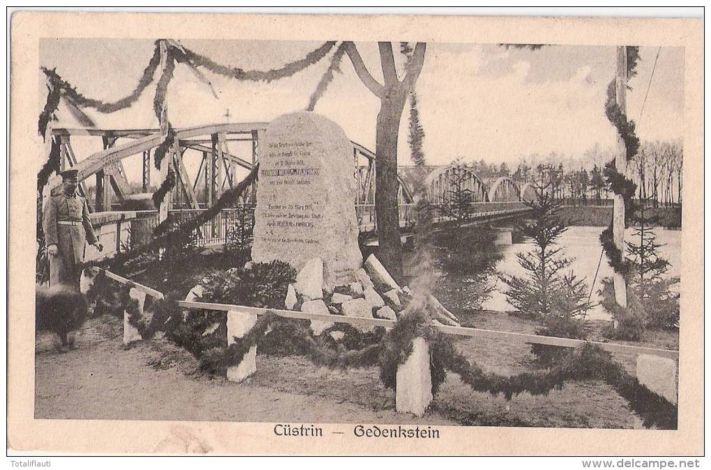 Küstrin Gedenkstein Belebt Offizier Girlandenschmuck Kränze Feldpost 28.7.1916 Kostrzyn Nad Odra Cüstrin - Neumark