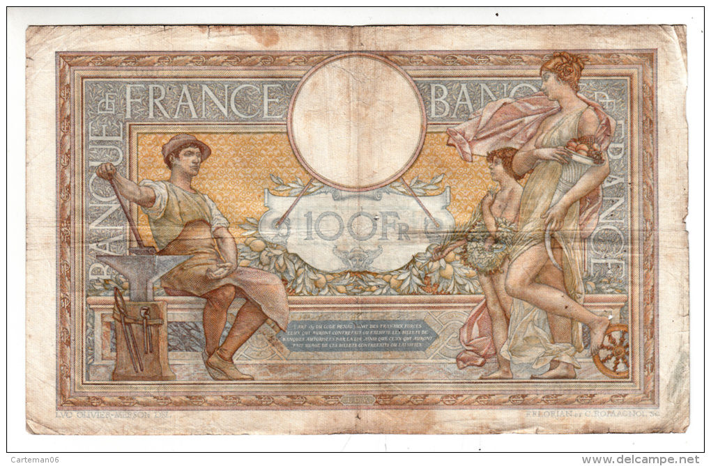 Billet - 100 Francs Merson - DL.2.12.1937 - S.56087 - 100 F 1908-1939 ''Luc Olivier Merson''