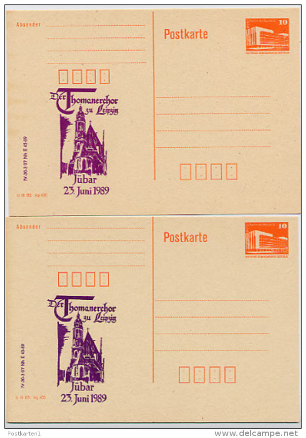 DDR P86II-24-89 C56 2 Postkarten ZUDRUCKFARBEN THOMANERCHOR LEIPZIG Jübar 1989 - Cartes Postales Privées - Neuves