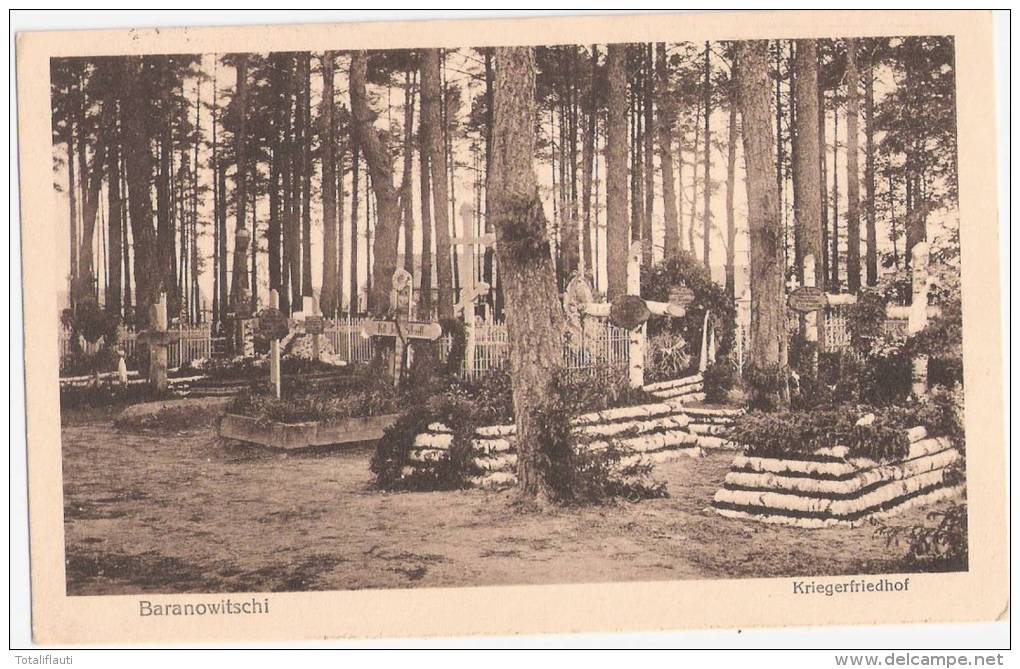 Baranowitschi Krieger Friedhof Birkenkreuze Soldaten Feldpost 16.10.1916 Gelaufen Baranawitschy - Belarus