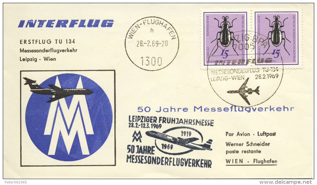Eerste Vlucht / Erstflug Leipzig - Wien (1969) - Lettres & Documents