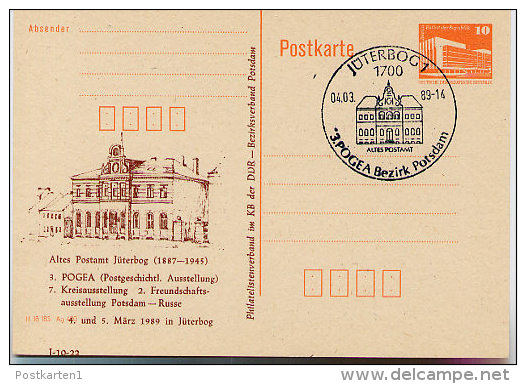 DDR P86II-7-89 C44 Privater Zudruck POGEA ALTES POSTAMT JÜTERBOG Sost. 1989 - Privé Postkaarten - Gebruikt