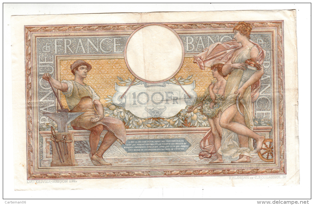 Billet - 100 Francs Merson -  AC.26.9.1935 - N.49527 - 100 F 1908-1939 ''Luc Olivier Merson''