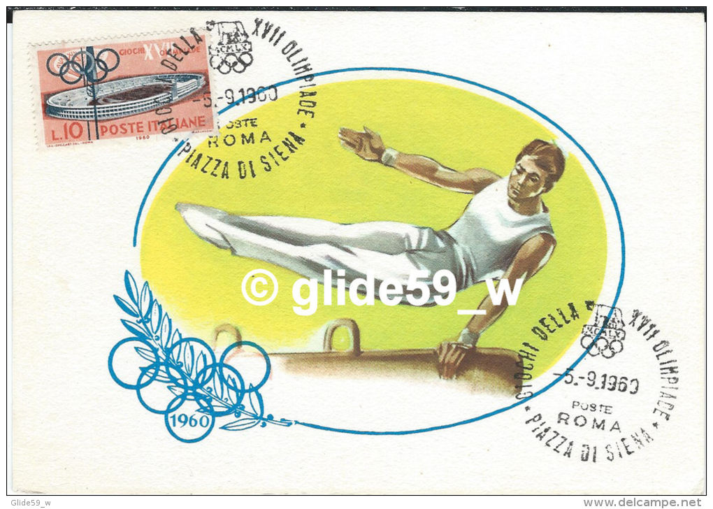 Carte Postale "Giochi Della XVIIe Olimpiade - Piazza Di Siena - ROMA 5-9-1960 - Ginnastica" 1 - Gymnastique