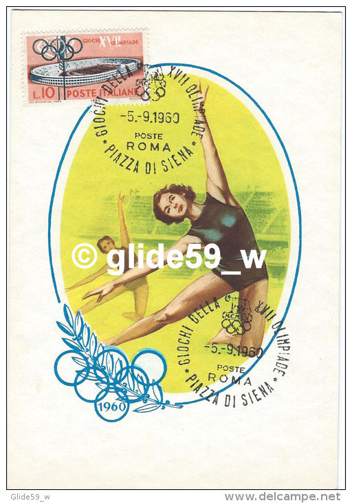 Carte Postale "Giochi Della XVIIe Olimpiade - Piazza Di Siena - ROMA 5-9-1960 - Ginnastica" 2 - Gymnastik