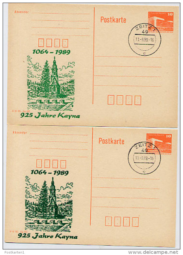 DDR P86II-23-89 C78 2 Postkarten Privater Zudruck 925 JAHRE KAYNA Sost. 1989 - Cartes Postales Privées - Oblitérées