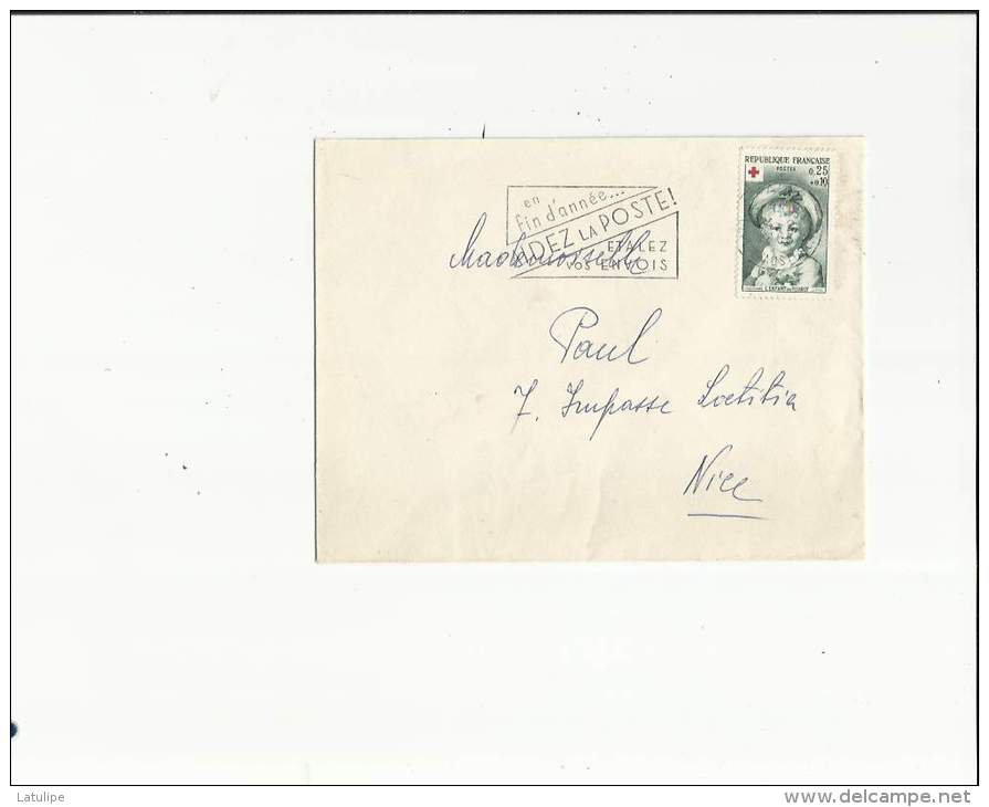 Enveloppe Timbrée Flamme  ( De  En Fin D'Année Aidez-la Poste -Etalez-vos Envois) Adressé A Mr Paul A Nice 06 - Mechanical Postmarks (Advertisement)