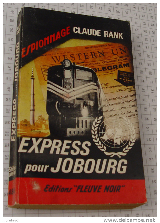 Claude Rank, Express Pour Jobourg, Couverture Noire Bande Rouge "Espionnage" 1965 - Fleuve Noir