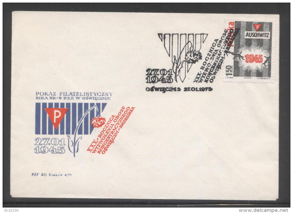 POLAND 1975 30TH ANNIV LIBERATION AUSCHWITZ – BIRKENAU WW2 NAZI GERMANY DEATH CAMP COMM COVER MONUMENT JUDAICA - 2. Weltkrieg