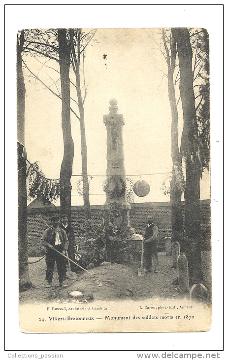 Cp, 80, Viliers Bretonneux, Monument Des Soldats Morts En 1870 - Villers Bretonneux