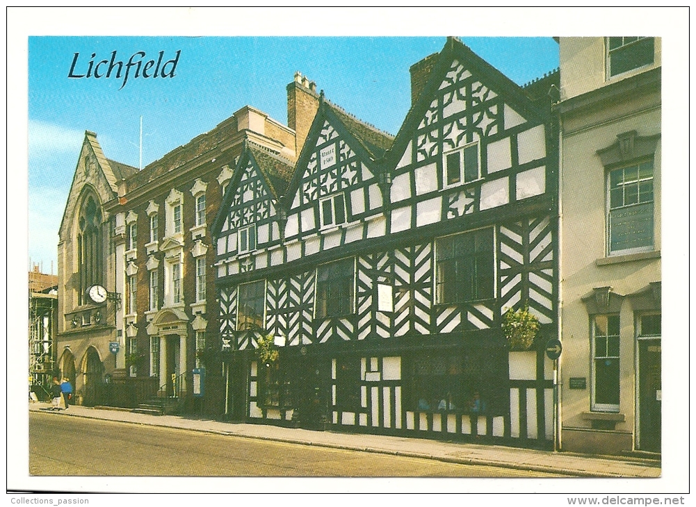 Cp, Angleterre, Lichfield, Guildhall And Tudor House, Bore Street, écrite - Autres & Non Classés