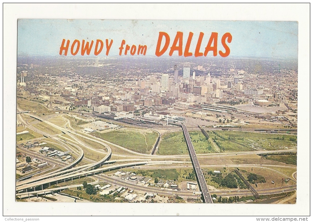 Cp, Etats-Unis, Dallas, Aerial View Of Big D, Voyagée 1963 - Dallas