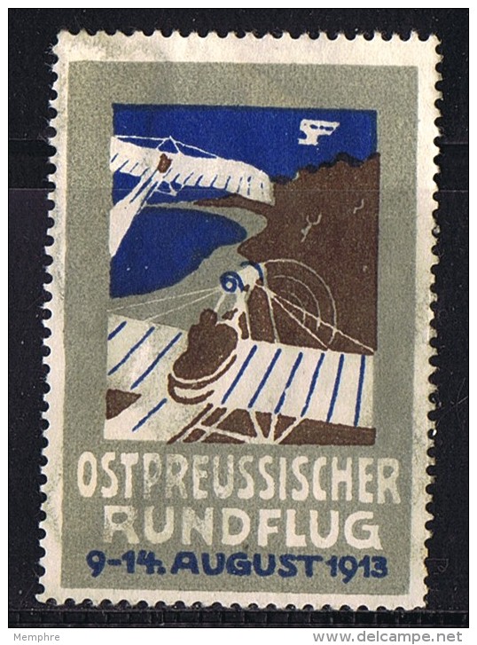 SELTENE VIGNETTE   Ostpreussisher Rundflug 9-14 August 1913 - Erinnophilie