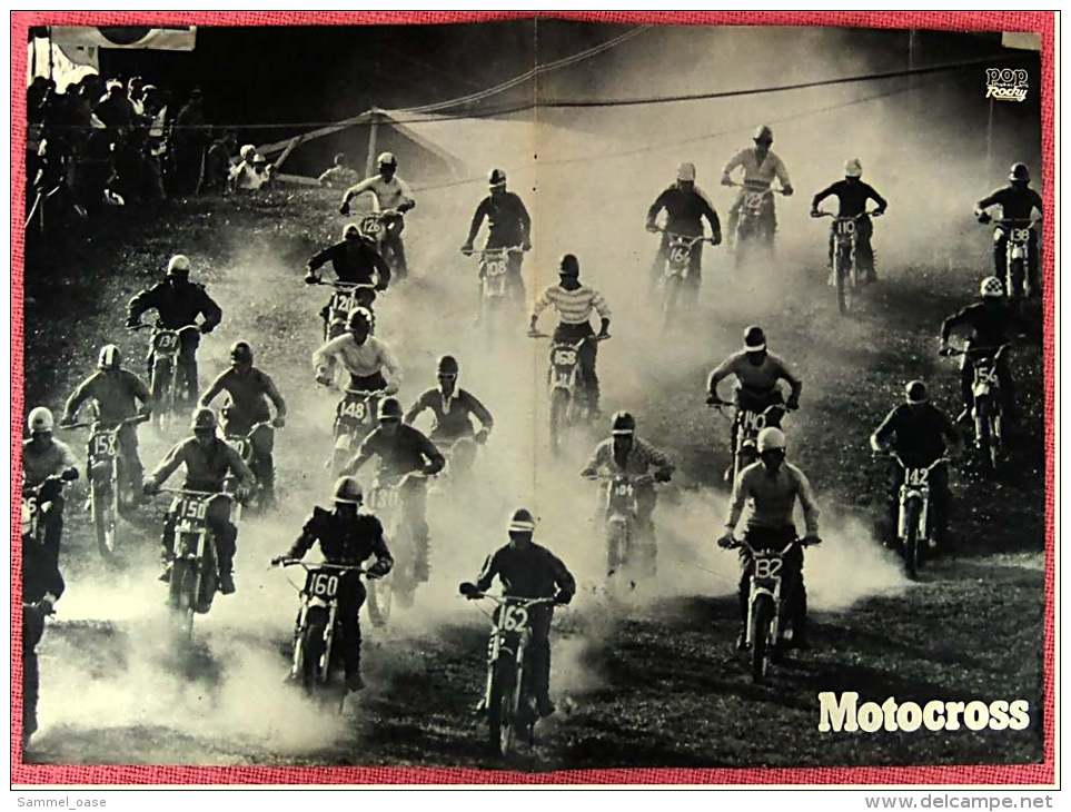 Kleines Poster  -  Ingemar Stenmark  -  Rückseite : Motocross  -  Von Pop-Rocky Ca. 1981 - Wintersport