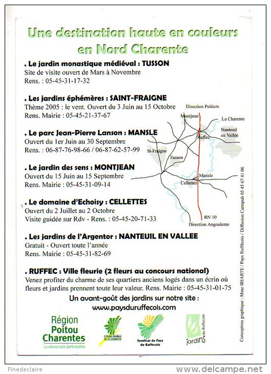 Carte Publicitaire - Jardins Du Ruffecois - Charente - Publicité