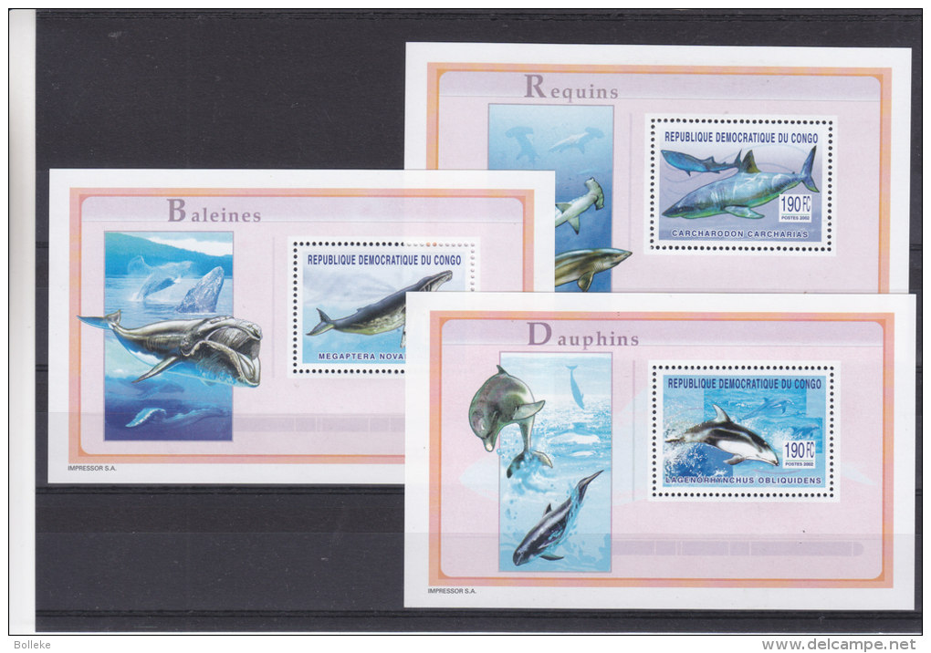 Dauphins - Baleines - Requins - République Du Congo - COB Blocs 245 / 47 ** - MNH - Valeur 52,50 Euros - Wale