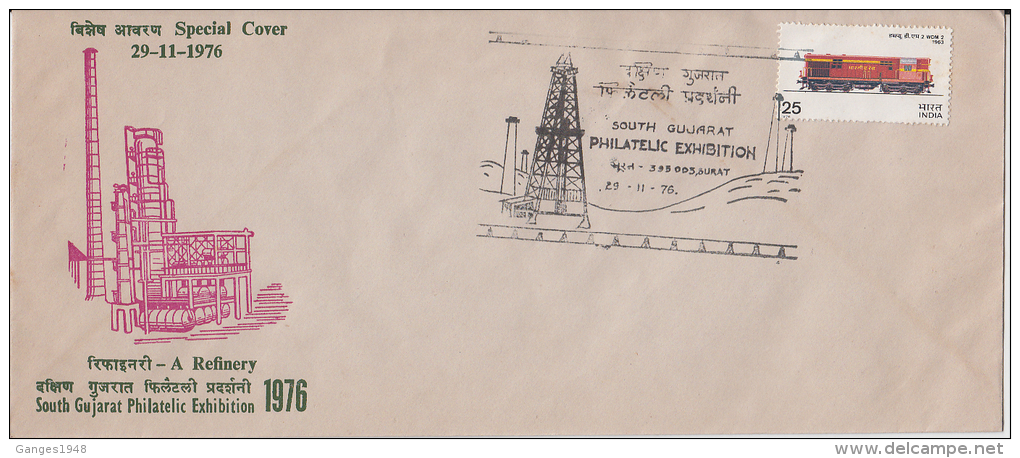 India 1976  Oil Refinery Transmission Towers Sciences Energy Special Cover #  51981 - Aardolie