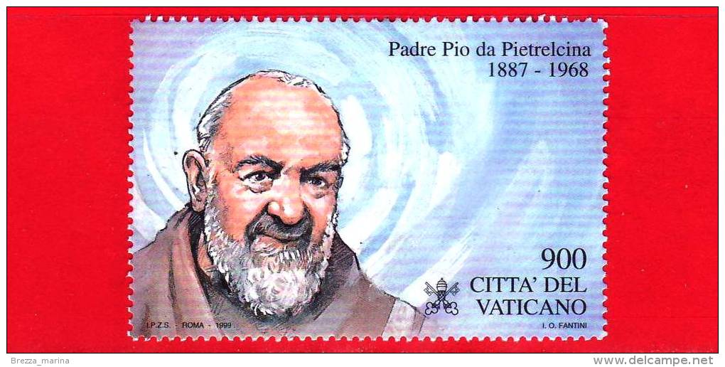 VATICANO  - 1999 - Padre Pio Da Pietrelcina - 900 L. • Ritratto - Oblitérés