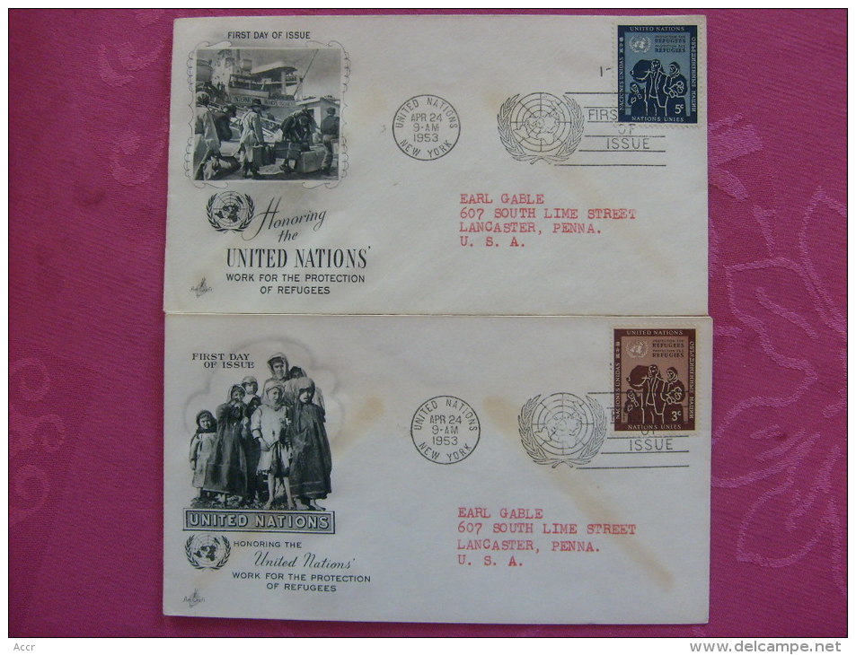 ONU UNO United Nations Lot 8 FDC Année 1953 Complète - Covers & Documents