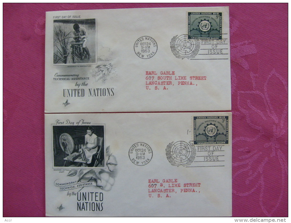 ONU UNO United Nations Lot 8 FDC Année 1953 Complète - Storia Postale