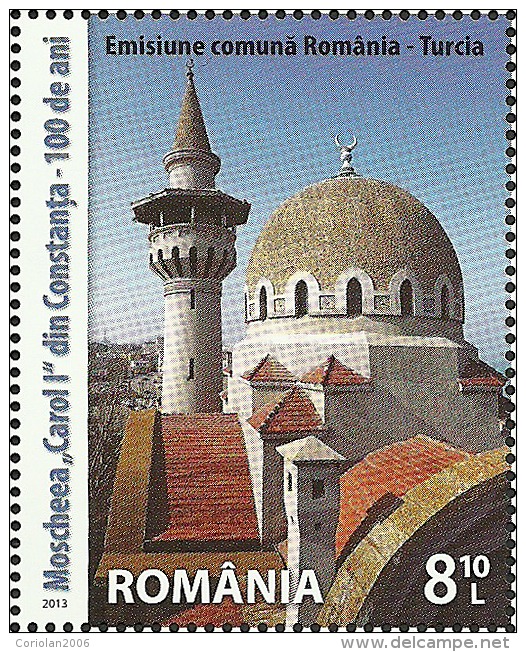 Romania 2013 / Joint Issue Romania -Turkey / 1 Stamp - Mosquées & Synagogues
