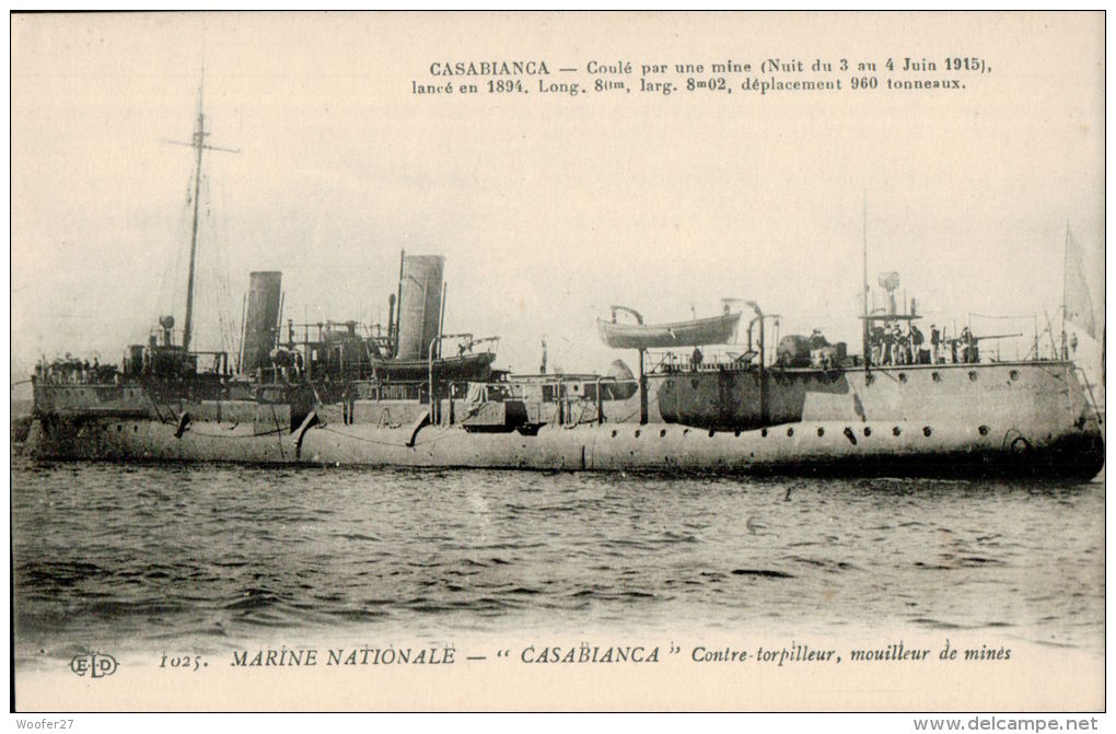 CPA SOUS-MARIN De Guerre , CASABLANCA , Contre Torpilleur - Sous-marins