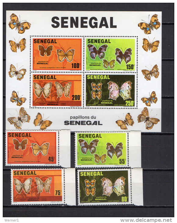 Senegal 1982 Michel 759-762, Block 41 Butterflies Set Of 4 + S/s MNH - Farfalle