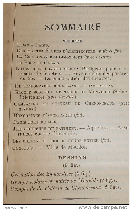 La Semaine Des Constructeurs. N°18. 27 Octobre 1888.Campanile Au Château De Chenonceaux. - Magazines - Before 1900