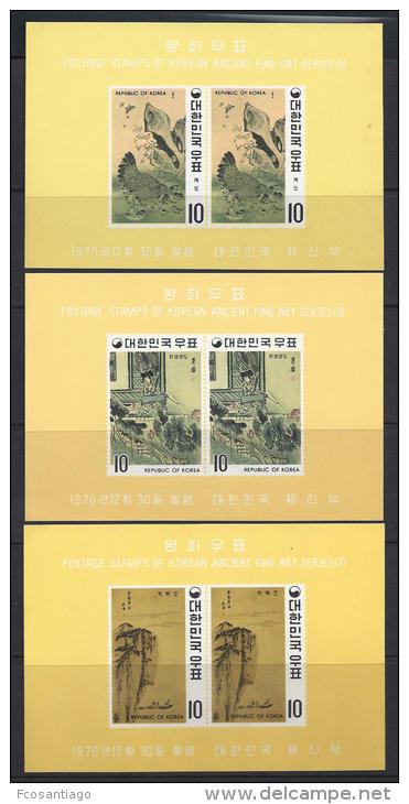 PINTURA - COREA DEL SUR 1970 - Yvert #H194a/96a Sin Dentar - MNH ** - Corea Del Sur