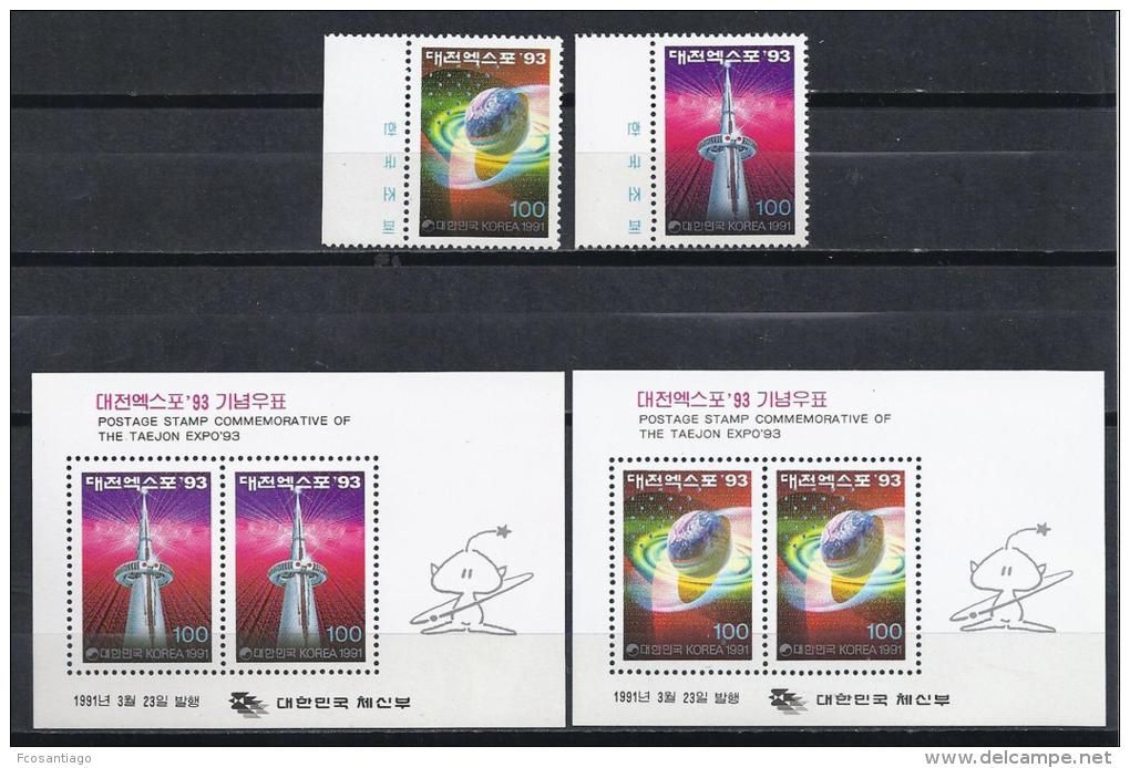 ESPACIO - COREA DEL SUR 1991 - Yvert #1498/99+H31/32 - MNH ** - Corea Del Sur