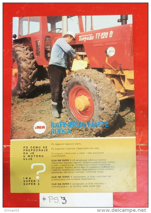 TORPEDO TT120 Tractor Rijeka (Croatia) Yugoslavia / POSTER Tracteur Traktor & INA Oil - Tractors