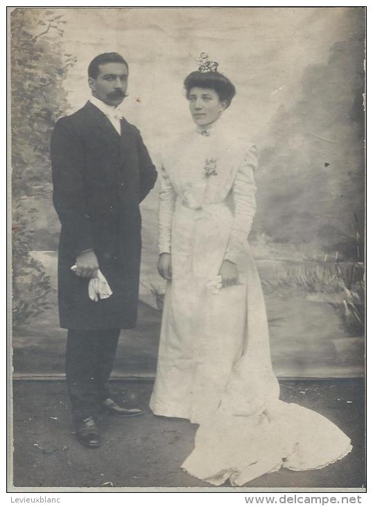 Photographie De Couple De Mariés/ Durand / Tonnerre / Vers 1910     PH121 - Non Classificati