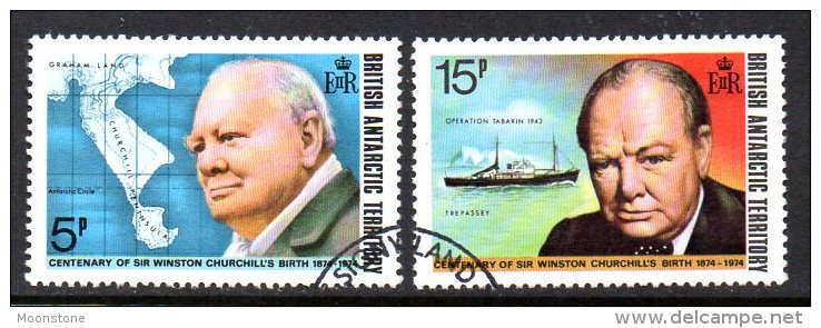 British Antarctic Territory BAT 1974 Churchill Centenary Set Of 2, Fine Used - Usati