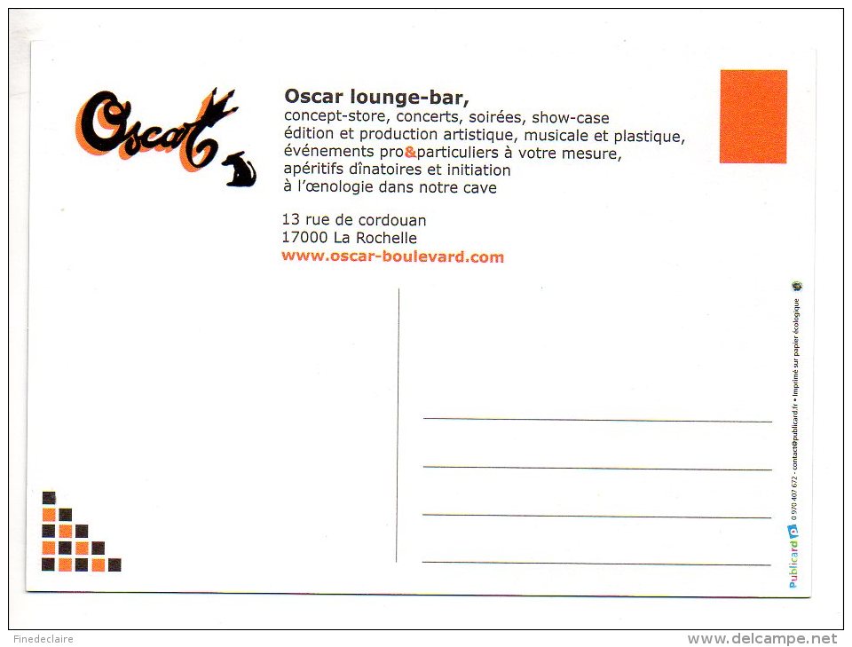 Carte Publicitaire - Oscar Lounge-Bar  - La Rochelle - Altri & Non Classificati