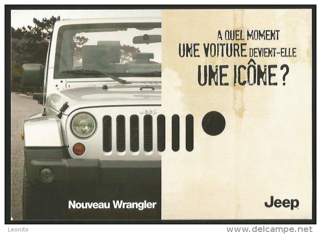 JEEP Depuis Since 1941 Nouveau WRANGLER ICONE Werbekarte Publicité Advertising Card - Voitures De Tourisme