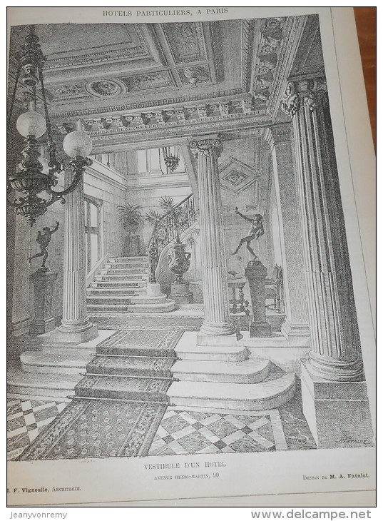 La Semaine Des Constructeurs. N°21. 17 Novembre1888. Vestibule D´un Hôtel Avenue Henri-Martin à Paris. - Magazines - Before 1900