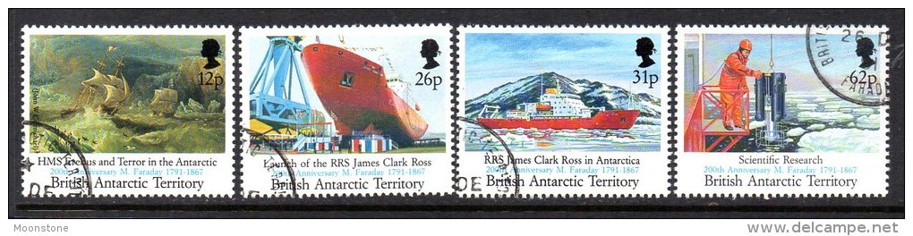 British Antarctic Territory BAT 1991 James Clark Ross Ship Faraday Overprints Set Of 4, Fine Used - Gebruikt