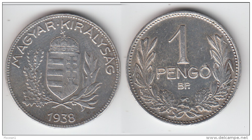 **** HONGRIE - HUNGARY - 1 PENGO 1938 - ARGENT - SILVER **** EN ACHAT IMMEDIAT !!! - Hongrie