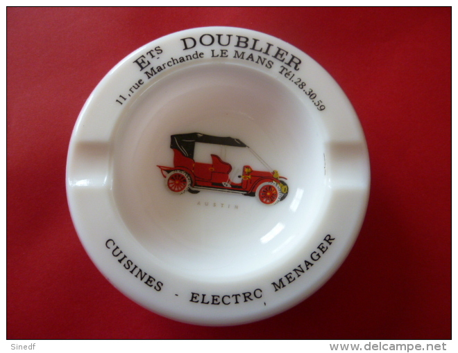 Cendrier Publicite  Ets DOUBLIER Le Mans SARTHE Voiture Austin Magnier Blangy France - Porcelain